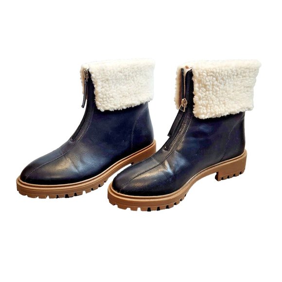 Journee Collection Fynn Tru Comfort Zip Women's Ankle Boots Soft sherpa trim-New - Picture 5 of 9